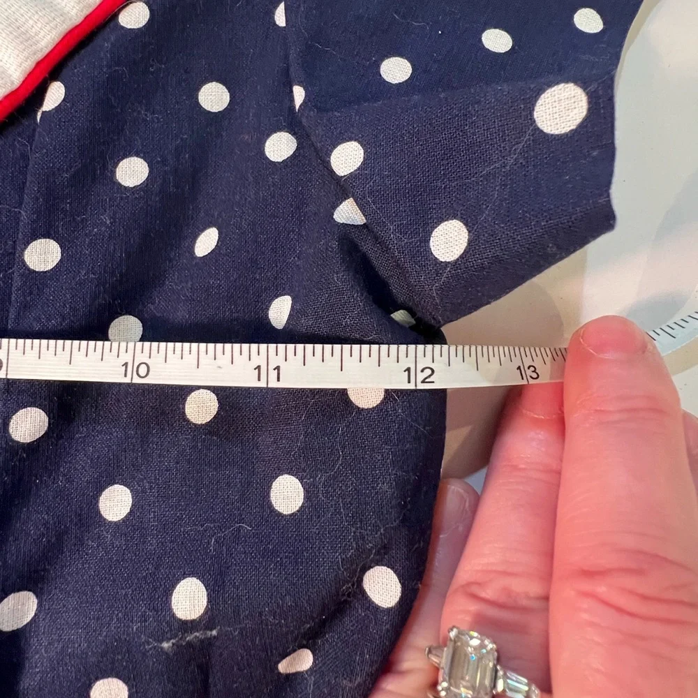 SOLDRare Editions VTG Blue Polka Dot Dress White Collar Girls Size 8 Made in USA